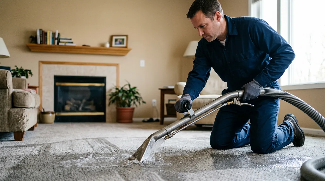 Water damage restoration technician working near Whitehouse Station, NJ